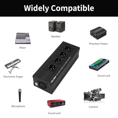 XLR 1 to 4 Box,4-Way Balanced XLR Splitter Box,3Pin XLR 1 Female to 4 Male Splitter,1-In-4-Out Audio Distributor for Studio, Live, Mixer, Amplifier, Preamps, Powered Speaker - color: 1 Female to 4 Male Adapter