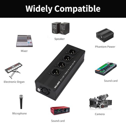 XLR 1 to 4 Box,4-Way Balanced XLR Splitter Box,3Pin XLR 1 Female to 4 Male Splitter,1-In-4-Out Audio Distributor for Studio, Live, Mixer, Amplifier, Preamps, Powered Speaker - color: 1 Female to 4 Male Adapter