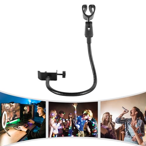 Adjustable Gooseneck Microphone Stand, Flexible Podium Microphone Holder, 13" Adjustable Mic Arm with Desk Clamp, Mic Stands with Desk Clamp for Podcast Meeting Radio Broadcasting Studio Live