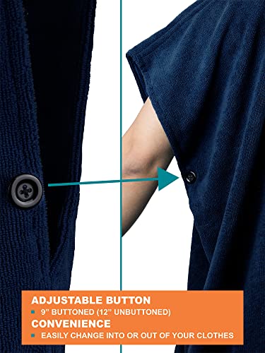 SUN CUBE Surf Poncho Changing Robe with Hood, Wetsuit Changing Hooded Towel | Thick Quick Dry Microfiber, Wetsuit Changing Towel, Surfing Beach Swim Outdoor Sports Cover Up, Adult Wearable Poncho - color: Navy