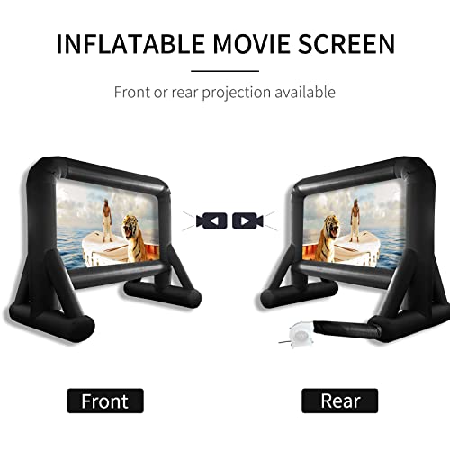 14 FT Inflatable Movie Screen Outdoor Projector Screen for Outside Backyard Movie Night Easy Setup Mega Blow Up Screen, Great for Barbecue Pool Party Outdoor Drive-in Theater - Front/Rear Projection - size: 14 FT