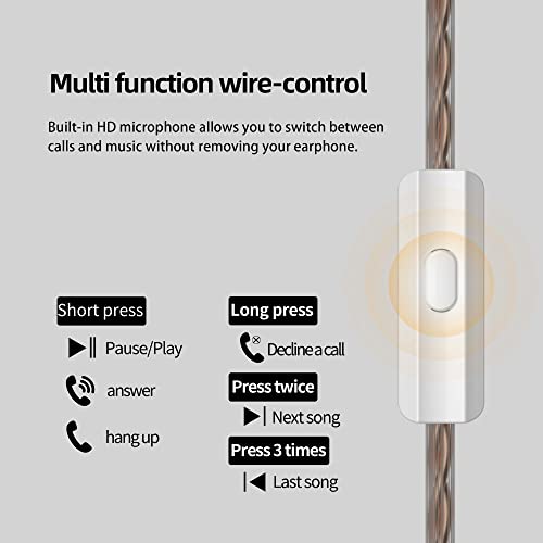 KZ DQS Semi-Open in-Ear Earphones with Mic, Black | HiFi Musician Monitor IEM, Dynamic Driver Earbuds, Semi-Open Wired Headphones, Detachable 2-Pin Cable, Bass Gaming Headset - size: With Microphone