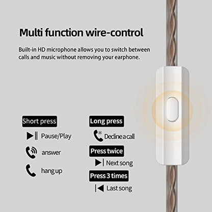 KZ DQS Semi-Open in-Ear Earphones with Mic, Black | HiFi Musician Monitor IEM, Dynamic Driver Earbuds, Semi-Open Wired Headphones, Detachable 2-Pin Cable, Bass Gaming Headset - size: With Microphone
