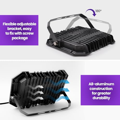 50W LED Black Lights 2 Pack, Blacklight Flood Light with On/Off Switch | 6.7Ft Cord, IP65 Waterproof Outdoor Black Lights, Glow in The Dark, Halloween, Body Paint, Fluorescent Poster, Neon Glow - size: 50 watts
