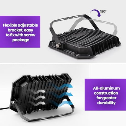 50W LED Black Lights 2 Pack, Blacklight Flood Light with On/Off Switch | 6.7Ft Cord, IP65 Waterproof Outdoor Black Lights, Glow in The Dark, Halloween, Body Paint, Fluorescent Poster, Neon Glow - size: 50 watts