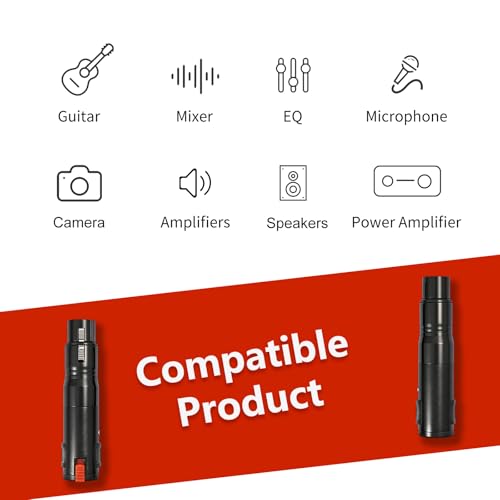 1/4 TRS 6.35mm AUX Female to XLR 3-Pin Adapter XLR Female 2Pcs, Black with Lock Converter Plug Cable Connector，Nickel Plated Zinc Alloy Shell, All Copper Pin Socket Black and Silver - color: Black