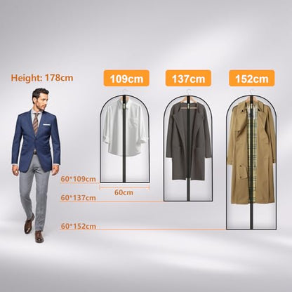 Travel Garment Suit Bag 54" for Hanging Clothes for Men Suits Shirts Coats | Suit bags for Closet Storage with Pockets,Gusseted Garment Bag for Men Tuxedos Women Dresses, Handles and Zipper Black,2 pack - size: 54" 2PK
