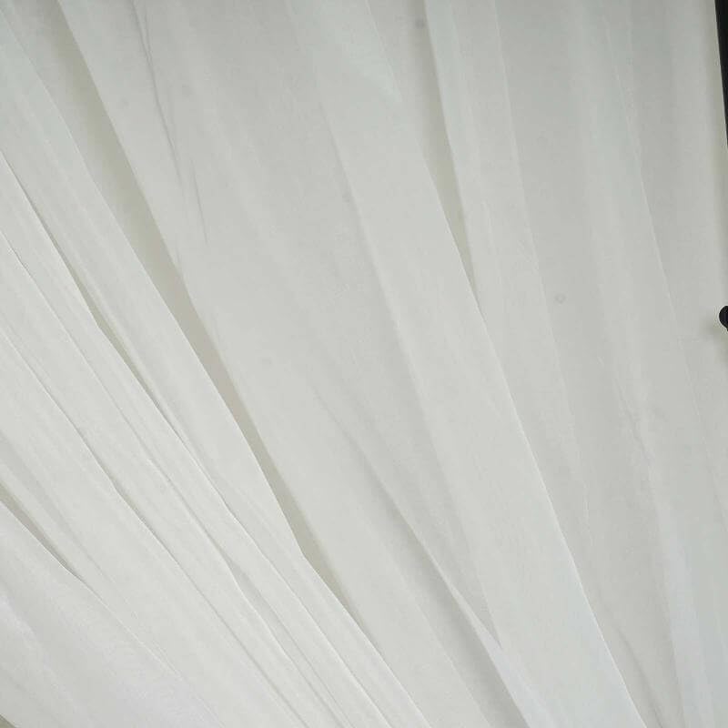 TABLECLOTHSFACTORY 10FT Fire Retardant White Sheer Voil Curtain Panel Backdrop - Premium Collection - color: White, size: 120"W x 120"L (Pack of 1)