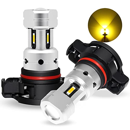 PSX24W 2504 LED Bulb Fog Lights, 3000K Amber Yellow, 2 Pack | 3800LM Super Bright, CSP 12276 Fog Bulb Replacement, Daytime Running Light, for Car Truck SUV - color: Golden Yellow