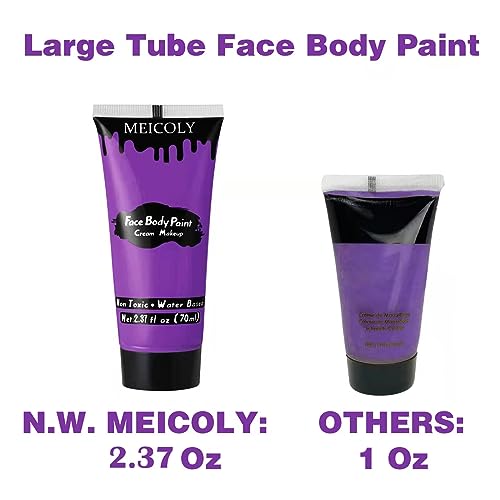 MEICOLY Purple Cream Face Body Paint,2.37Oz Large Tube Water Based Non-Toxic Full Body Paint for Adult and Kids,Highly Pigmented Face Painting for Halloween SFX Special Effects Ursula Cosplay Makeup - color: Purple