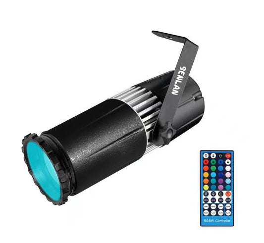 LED Pinspot Light,SENLAN 15W RGBW 4-in-1 SMD 5050 LED Beam Light with IR Remote Controller (Manual Focus) - color: manual focus