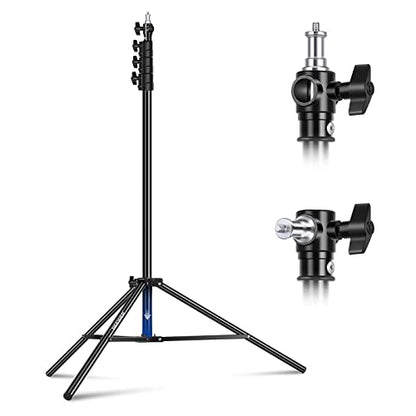 NEEWER 9.8ft/3m Air Cushioned Light Stand, Heavy Duty Metal Photography Tripod Stand with 1/4" to 3/8" Reversible Spigot, 3 Way Mounting Interface & Metal Locking Knobs, Max Load 5.5lb/2.5kg (Black) | Photography Tripod Stand, 1/4" to 3/8" Reversible Spig