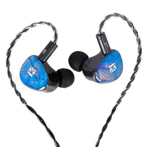 KBEAR KB02 Colorful Resin Shell in Ear Monitor Headphones, Bone Conduction Dynamic Driver Wired Earbuds, IEM Headphones HiFi Earphones with 2Pin 4N OFC Cable 3.5mm Plug for Singers Musicians, Blue - color: Blue