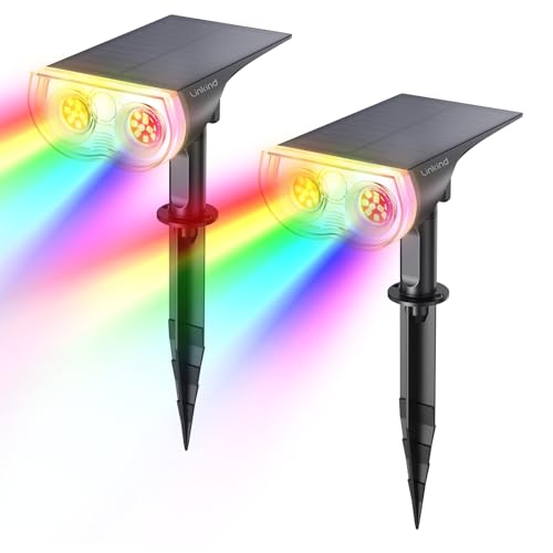 Linkind Solar Lights Outdoor Waterproof LED Landscape Spotlight RGB 2 Pack - color: Multicolor, size: 2 Pack
