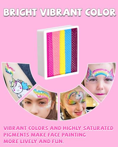 Anka Bella 60gm Water Activated Split Cake Face Paint,Professional Washable Non Toxic Face Painting Kit for Kids & Adults,Gift for Halloween Birthday Parties/Carnival - color: 6 Bright Color Paint