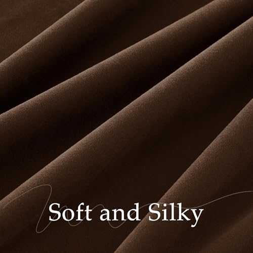 NICETOWN Blackout Brown Velvet 102 inch Long Curtains for Living Room - color: Brown, size: 52"W x 102"L (Pack of 2)