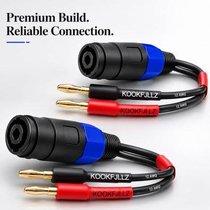 Speaker Cable Adapter, Banana Plug to Speakon Female Cable, 6 Inch 12AWG OFC Speaker Adapter Cable Male to Female for Amplifier PA System Stage Monitor Home Theater Live Sound (2-Pack)