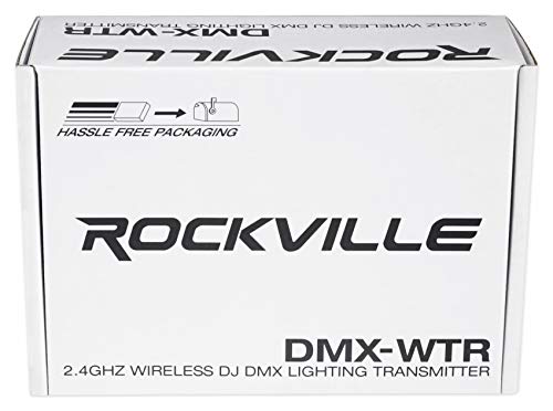 Rockville DMX-WTR 2.4GHz Wireless Transmitter with 4 DMX-WRE Receivers | 9-Hour Rechargeable Battery, 4 DMX-WRE Wireless DMX Receivers, 650mAh Each, 1968' Range, 7 Groups, Up to 25 Units, 5-Items