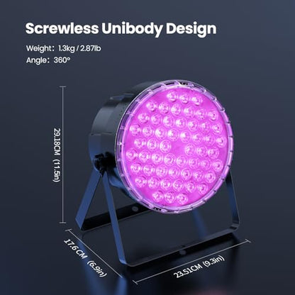 Big Dipper LED Stage Lights Par Lights 54X3W RGB 3in1 Bright Lighting with Master-Slave DMX 512 Sound Activated Spotlights Uplights Remote Control for Event Concert Club Church 2 Pack