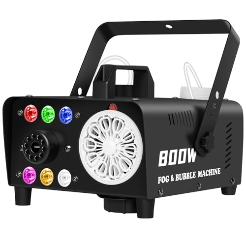 800W Fog Bubble Machine 2-in-1 Bubble，Smoke Machine ，With RGB LED & Remote