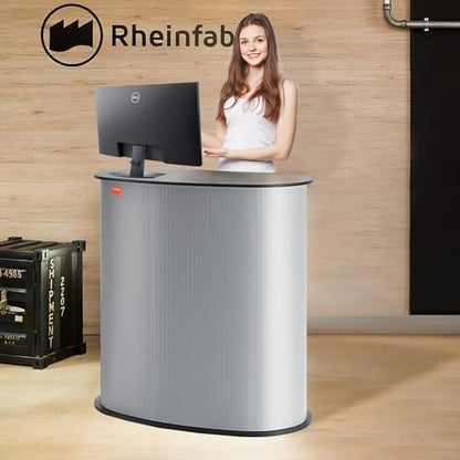 VEVOR Portable Tradeshow Podium Table, 35.43" x 19.29" x 37.01", Display Exhibition Counter Stand Booth Fair with Wall, Foldable Promotion Retail Bar Table Pop Up Podium Counter with Carrying Bag