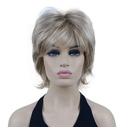Lydell Short Layered Shaggy Wavy Full Synthetic Wigs (H16/613 Blonde Highlights) - color: #H16/613 Blonde Highlights