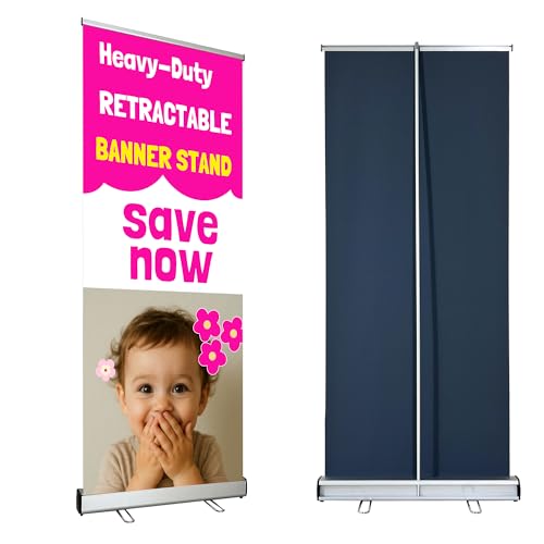 JUST 4 SIGNS Heavy-Duty Retractable Banner Stand 33" x 81" for Trade Shows, Events & Retail – with Padded Canvas Bag and Box(Stand ONLY) - size: 33" x 81"