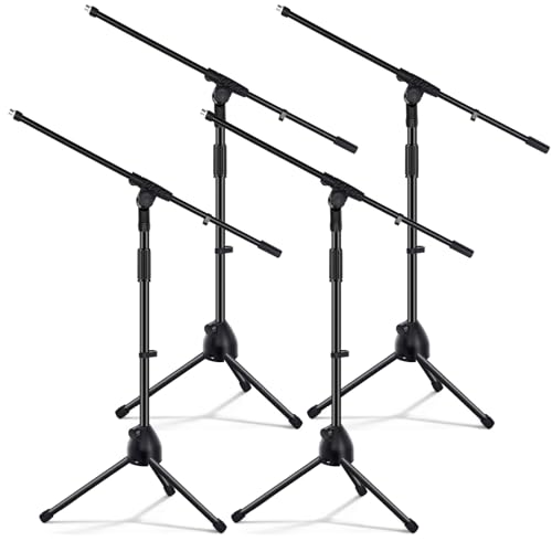 Tellegloww 4 Pcs Mic Stand Tripod Boom Adjustable Height 75 Inches