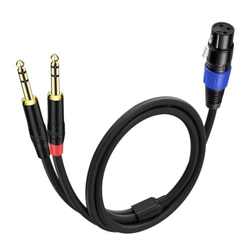 6.35mm Dual TRS to XLR Female Cable for Microphone, Mixer, Amplifier, 3.3 FT, Dual1/4 TRS Male to XLR Audio Cable, Y Splitter Patch Cord, 3-PinXLR to Dual 1/4 Converter Adapter Cable - size: 3.3Ft, 1Pack, style: Dual 1/4 to XLR Female