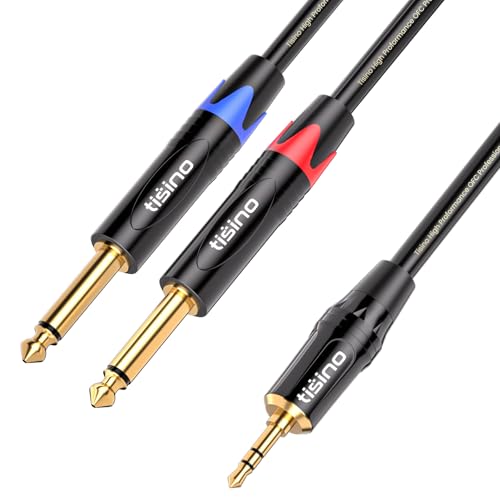 Tisino 1/8" to 1/4" Stereo Cable, Dual 1/4" to 3.5mm Audio Cable, 10FT/3m | Dual 1/4" TS to 3.5mm Audio Adapter Cable for Phone/Laptop to Mixer/Speaker/Amp, 20AWG Gold-Plated OFC - size: 10 feet