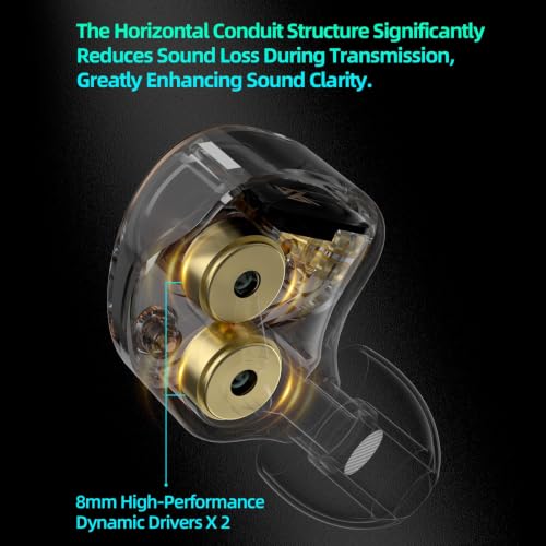 KZ Taurus in Ear Monitor Headphones, Horizontal 2DD in Ears, Gaming Earbuds, Noise Isolating Ear Buds Sound Localization in-Ears for Singers Musicians Audiophiles - color: Clear, style: no Mic