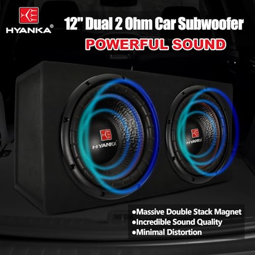 H YANKA BSC-12-2 12 Inch Subwoofer - 1100W MAX Power 12 Inch Paper Cone Subwoofer Car Audio, Black Iron Basket, 2.5“ Dual Voice Coil 2 Ohm Impedance 12 Sub for Cars - size: 12" Dual 2 Ohm