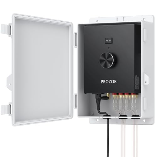 PROZOR Bluetooth 5.1 Power Amplifier for Outdoor Speakers, 4 Channel Bluetooth Amplifier for Speakers, 4*200W TPA3221 Speaker Amp with Waterproof Mounting Box for 4–8 Ohm Passive Speakers, Home Party | Bluetooth Power Amp for Outdoor Speakers 4*200W TPA32