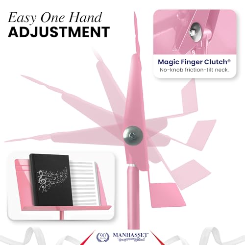 Manhasset Music Stand For Sheet Music - 48 Symphony Model Glossy Pink - 4801PNK - Long Lasting, Durable Manhasset Stand - Adjustable Height - 20" by 12 - color: Pink, Glossy, size: Pack of 1