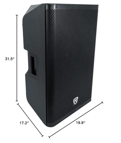 Rockville DX15 2000W 15” Powered PA Speaker, 2-Channel Mixer, XLR & 1/4” Inputs, Dual-Angle Pole Mount, Stage Monitor Angle, Perfect for Live Sound, Events, Venues & DJs | 2000W Peak/500W RMS, 1000W Program, XLR/1/4" Mic and Line Inputs, XLR Output, Built