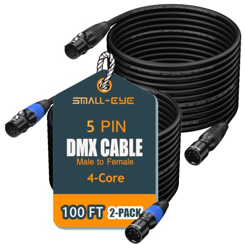 SMALL-EYE 5 Pin DMX Cables 100 ft 2-Pack, 4-Core Male to Female - size: 100 feet -2 Packs