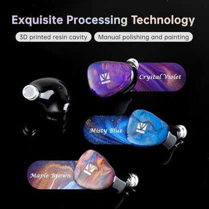 KBEAR KB02 Colorful Resin Shell in Ear Monitor Headphones, Bone Conduction Dynamic Driver Wired Earbuds, IEM Headphones HiFi Earphones with 2Pin 4N OFC Cable 3.5mm Plug for Singers Musicians, Blue - color: Blue