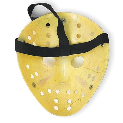 CASA CLAUSI Mask Cosplay Halloween Costume Mask Prop Horror Hockey Yellow | Scary Hockey-Style Full Face Mask – Perfect Cosplay Prop for Halloween Horror Parties