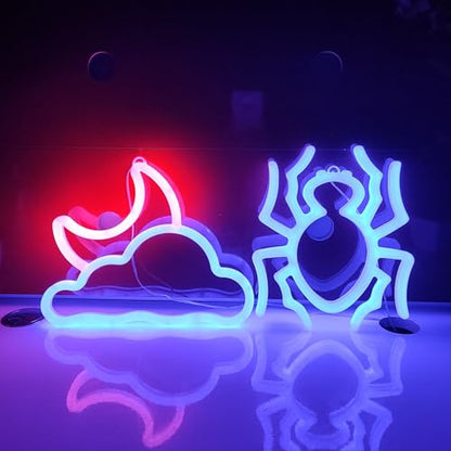 JYWJ Cloud Moon LED Neon Signs Desktop Wall Decoration Light | USB or Battery Powered, 3-AA Battery Option, Party Decoration, Business Decor Use, Desktop & Wall Mount - style: Cloud Moon