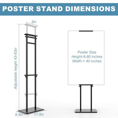 KOOV Poster Stand for Display Pedestal Sign Stand | Double Sided Sign Holder Floor Stand, Non-Slip Base, Heavy Duty, 75" Height Adjustable, 2 Pack - size: Double Pole-2Pack