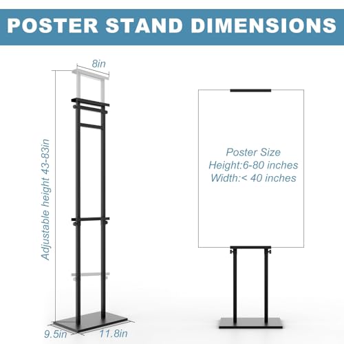 KOOV Poster Stand for Display Pedestal Sign Stand | Double Sided Sign Holder Floor Stand, Non-Slip Base, Heavy Duty, 75" Height Adjustable, 2 Pack - size: Double Pole-2Pack
