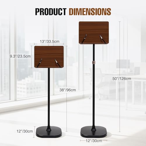REDCAMP Portable Podium Stand with Storage Tray, Brown | Adjustable Height Mobile Lectern Steady Standing Design, Perfect for Teachers, Musicians, Home Offices & Churches, Chestnut - color: Chestnut Brown