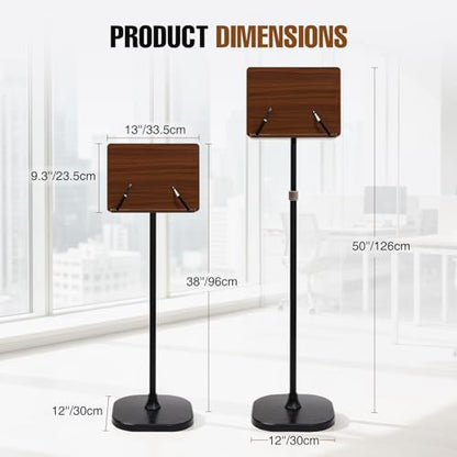 REDCAMP Portable Podium Stand with Storage Tray, Brown | Adjustable Height Mobile Lectern Steady Standing Design, Perfect for Teachers, Musicians, Home Offices & Churches, Chestnut - color: Chestnut Brown