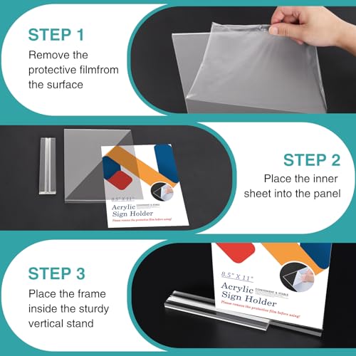 Relx 6 Pack Acrylic Sign Holder 8.5 x 11, Vertical T Shape Plastic Sign Holder with Base, Double-Sided Clear Tabletop Plexiglass Flyer Stands for Restaurant Office Store Home Picture Frame Display - color: 6pack