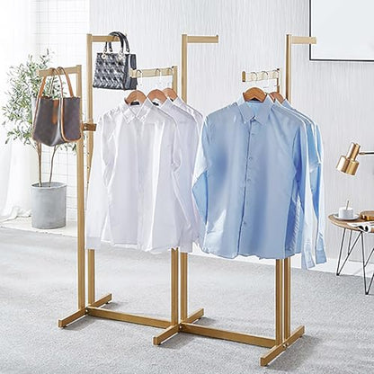 Floor Standing Metal Garment Rack - Heavy Retail Display Racks With Wheels | 8 Arms Clothing Rack, Square Tubing Portable Shirt Racks, Merchandise Display For Hanging Clothes (L-gold) - color: L-gold