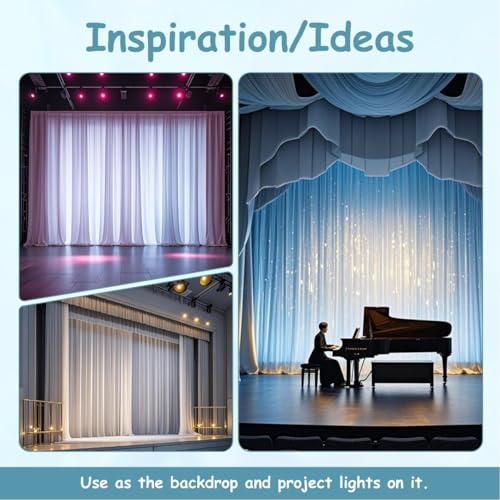 Extra Wide Two Layers One Piece Trade Show Booth Backdrop, White, 20x8ft | Chiffon Tulle & Polyester, Extra Wide Blackout Curtains, Theatrical Backdrops - color: White, size: 96"W x 240"L (Pack of 1)