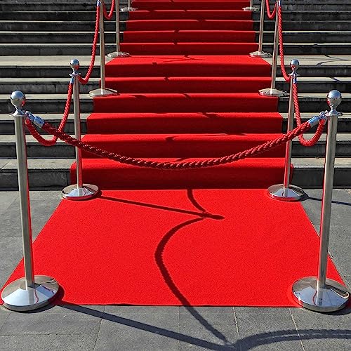 PATIKIL Stanchion Rope, 1.5m/5Ft Barrier Rope Twisted Post Ropes with Snap Hooks for Posts Stands Queue Divider Crowd Control of Hotel, Red Golden - color: Red / Golden