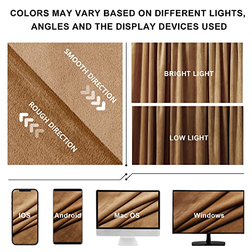 Benedeco Camel Velvet Blackout Curtains 52x84, 2 Panels | Elegant Room Darkening Thermal Insulated Noise Reducing Velvet Drapes with Back Tab and Rod Pocket for Living Room, Bedroom - color: Camel, size: 52"W x 84"L (Pack of 2)