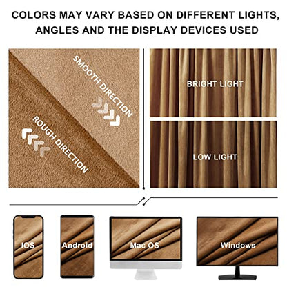 Benedeco Camel Velvet Blackout Curtains 52x84, 2 Panels | Elegant Room Darkening Thermal Insulated Noise Reducing Velvet Drapes with Back Tab and Rod Pocket for Living Room, Bedroom - color: Camel, size: 52"W x 84"L (Pack of 2)
