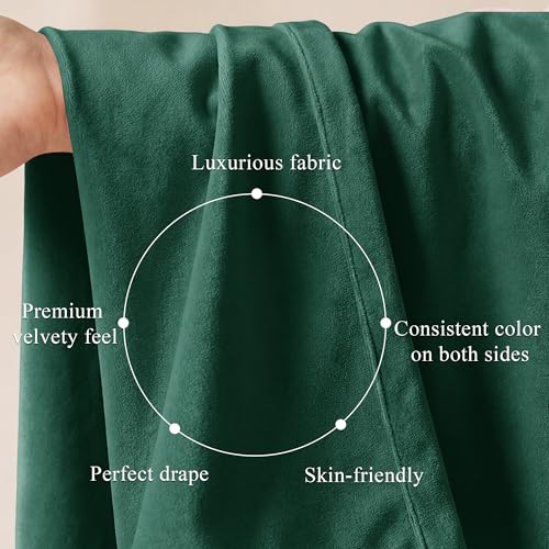 StangH Emerald Green Grommet Velvet Blackout Curtains, W42xL84, 2 Panels - color: Green Series - Emerald Green, size: 42"W x 84"L (Pack of 2)